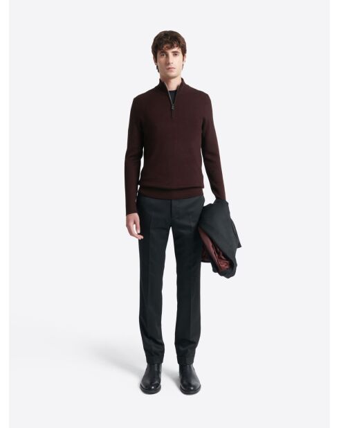 Pull col montant chiné en Viscose merlot