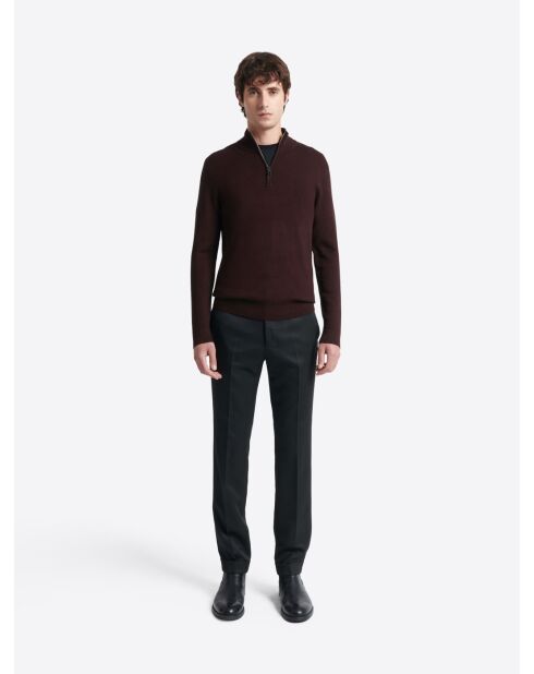 Pull col montant chiné en Viscose merlot