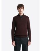 Pull col montant chiné en Viscose merlot