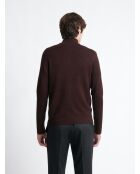 Pull col montant chiné en Viscose merlot