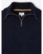 Pull col camionneur en Coton & Cachemire bleu capitaine