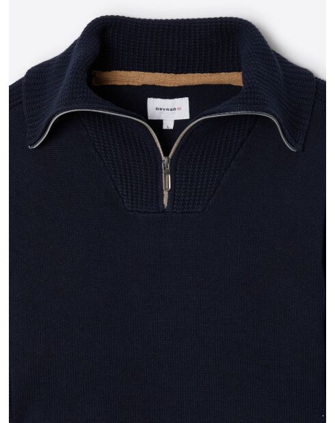 Pull col camionneur en Coton & Cachemire bleu capitaine