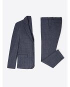 Veste de costume slim à carreaux bleue