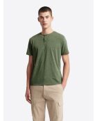 T-shirt col tunisien faux-uni kaki