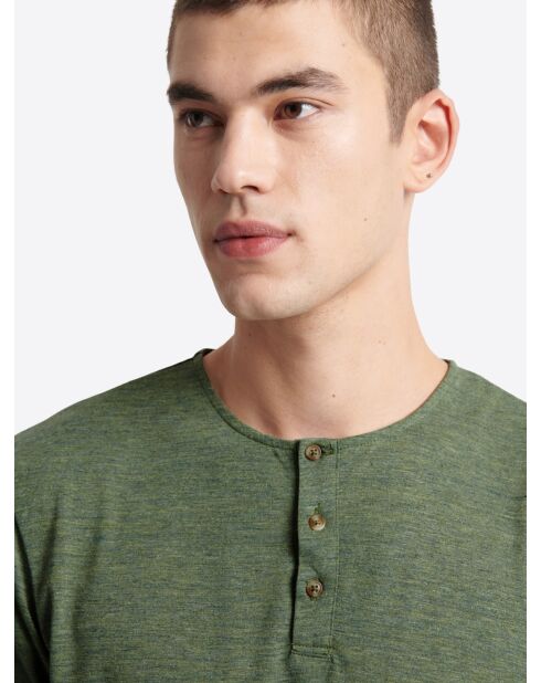 T-shirt col tunisien faux-uni kaki