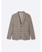 Veste de costume slim stretch à carreaux chestnut