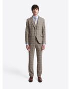 Veste de costume slim stretch à carreaux chestnut