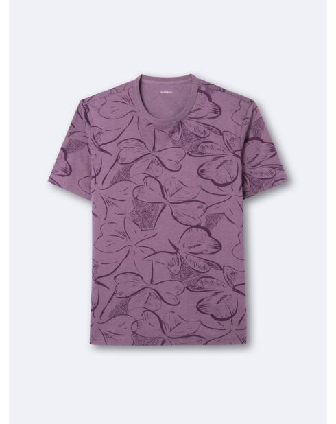 T-shirt col rond en Coton mélangé fleuri violet