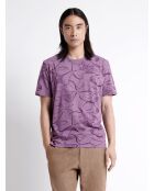 T-shirt col rond en Coton mélangé fleuri violet