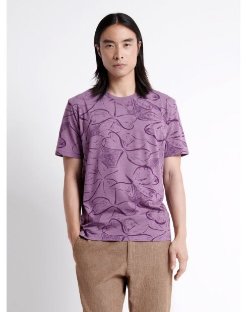 T-shirt col rond en Coton mélangé fleuri violet