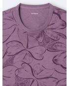 T-shirt col rond en Coton mélangé fleuri violet