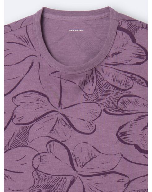 T-shirt col rond en Coton mélangé fleuri violet