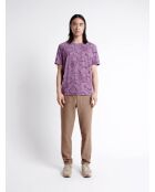 T-shirt col rond en Coton mélangé fleuri violet