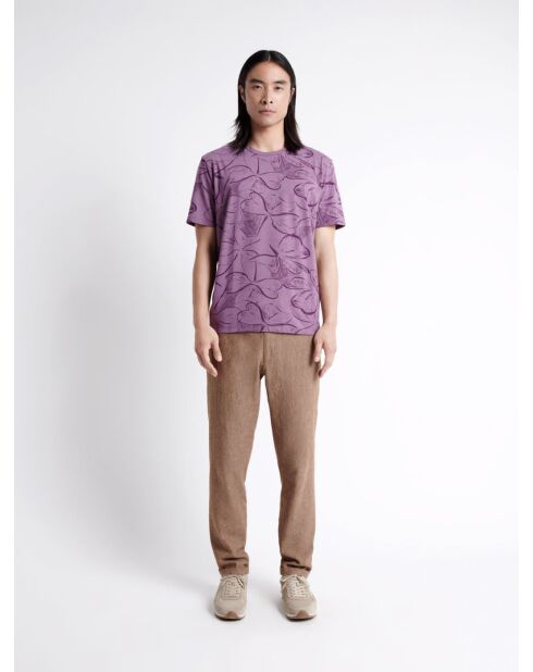 T-shirt col rond en Coton mélangé fleuri violet