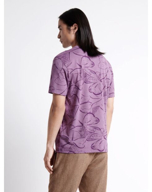 T-shirt col rond en Coton mélangé fleuri violet