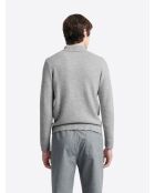 Pull col châle fantaisie gris chiné clair