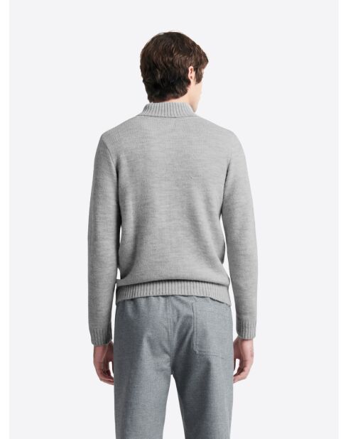 Pull col châle fantaisie gris chiné clair