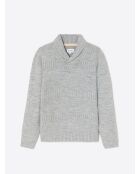 Pull col châle fantaisie gris chiné clair