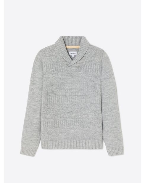 Pull col châle fantaisie gris chiné clair