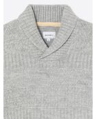 Pull col châle fantaisie gris chiné clair