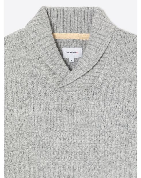 Pull col châle fantaisie gris chiné clair