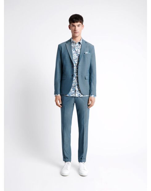 Veste de costume faux uni stretch bleu outremer