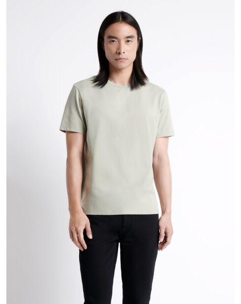 T-shirt col rond en matière recyclée vert lichen