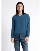 Pull col v en 100% Coton bio bleu cobalt