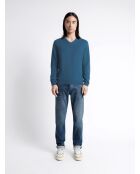 Pull col v en 100% Coton bio bleu cobalt