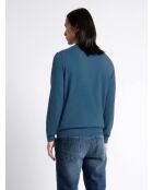 Pull col v en 100% Coton bio bleu cobalt