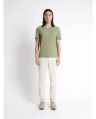 T-shirt col v en matière recyclée vert amande