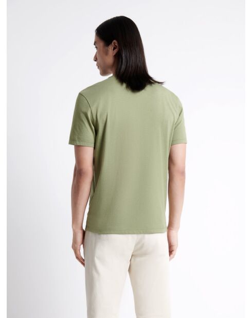 T-shirt col v en matière recyclée vert amande