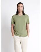 T-shirt col v en matière recyclée vert amande