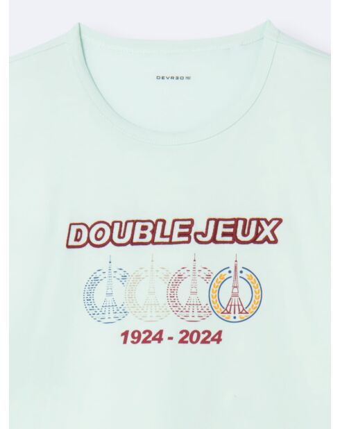 T-shirt col rond capsule Double Jeux vert aqua