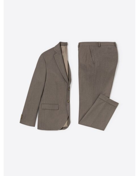 Veste de costume regular en flanelle taupe