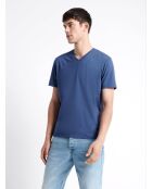 T-shirt col v en matière recyclée bleu royal