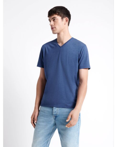 T-shirt col v en matière recyclée bleu royal