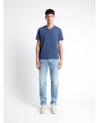 T-shirt col v en matière recyclée bleu royal