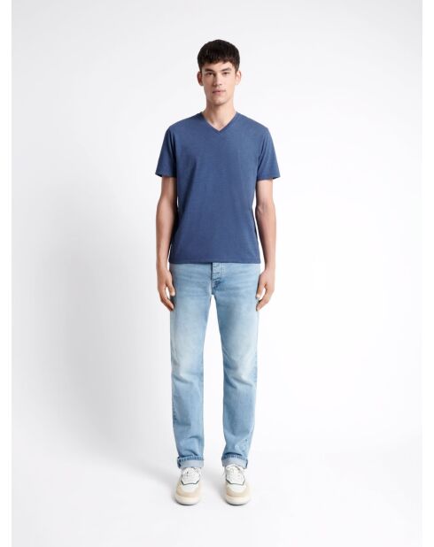 T-shirt col v en matière recyclée bleu royal