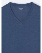 T-shirt col v en matière recyclée bleu royal