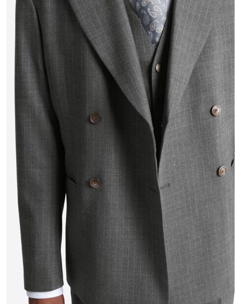 Veste de costume croisée en laine anthracite