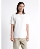 T-shirt col tunisien en Coton & Lin blanc neige