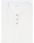 T-shirt col tunisien en Coton & Lin blanc neige