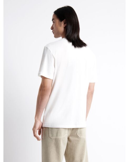 T-shirt col tunisien en Coton & Lin blanc neige