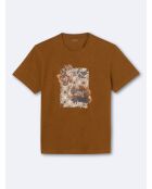 T-shirt col rond en Coton bio fleuri chestnut