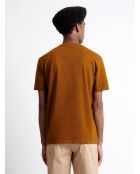 T-shirt col rond en Coton bio fleuri chestnut