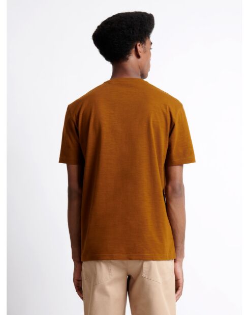 T-shirt col rond en Coton bio fleuri chestnut