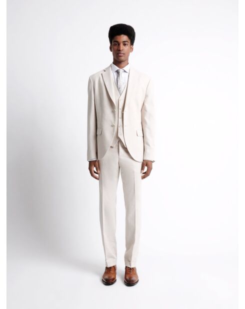 Veste de costume en 100% coton lin grège