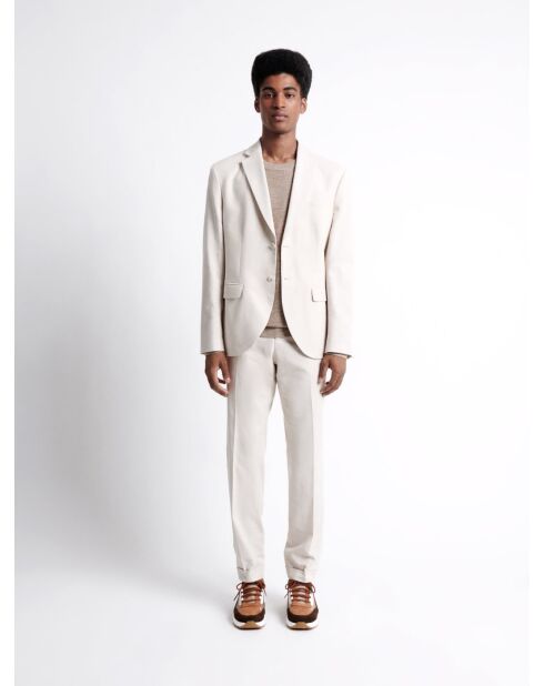 Veste de costume en 100% coton lin grège