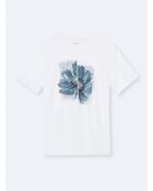 T-shirt col rond en Coton fleuri blanc